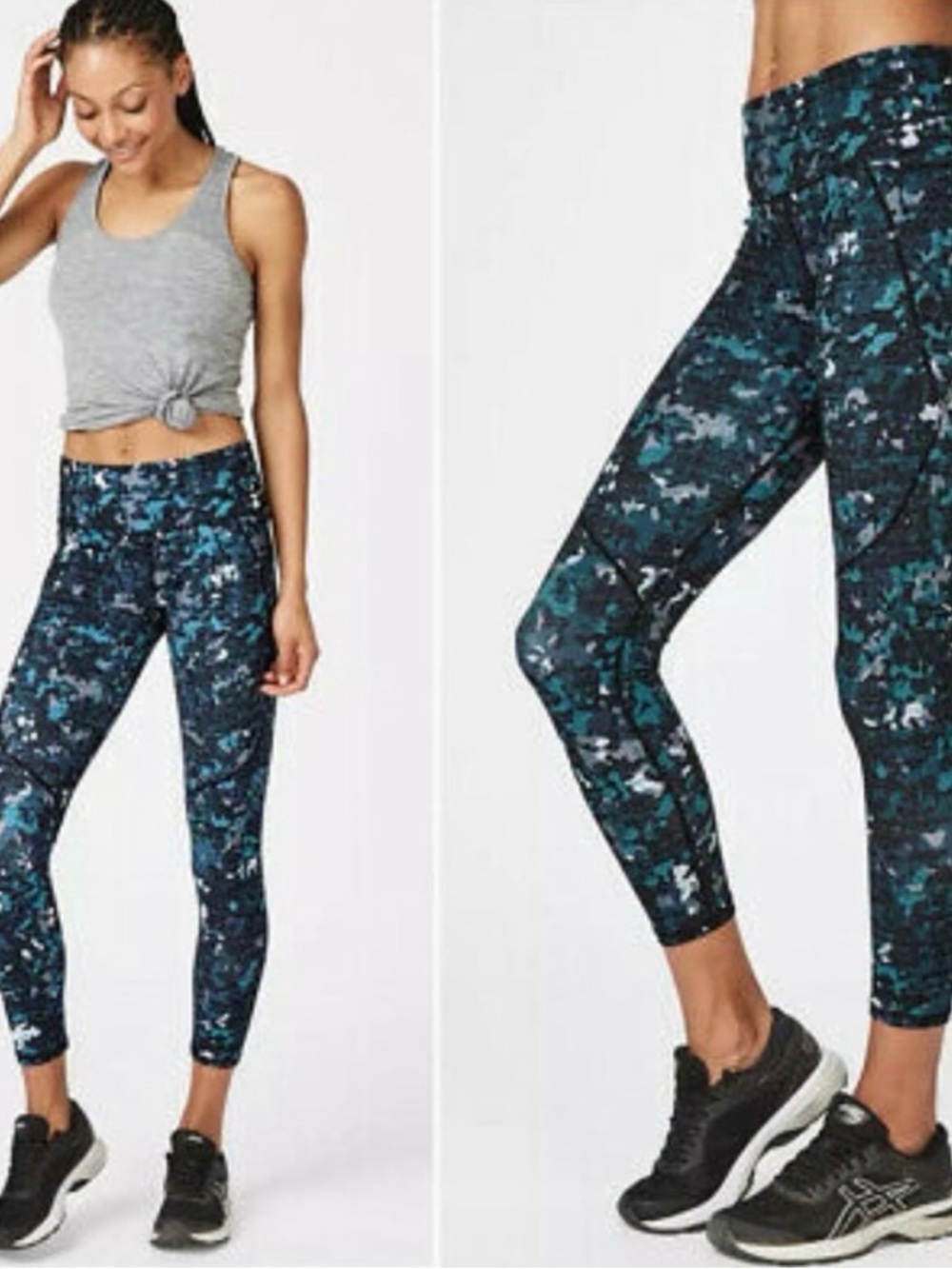 Sweaty Betty Black & Teal Camouflage High-Rise Leggings - Picture 7 of 12